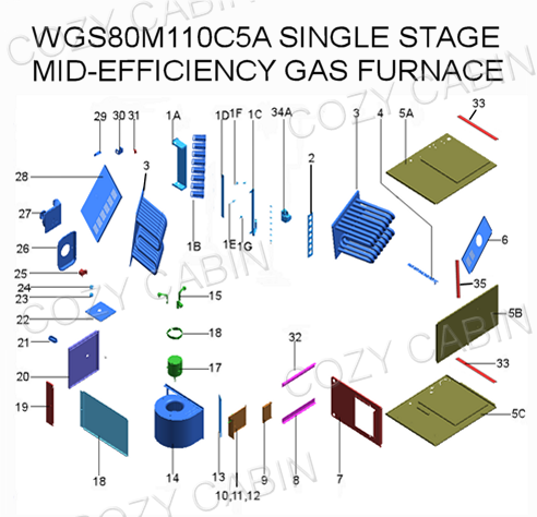 Element Series Single Stage Mid-Efficiency Gas Furnace 110,000 BTU (WGS80M110C5A) #WGS80M110C5A